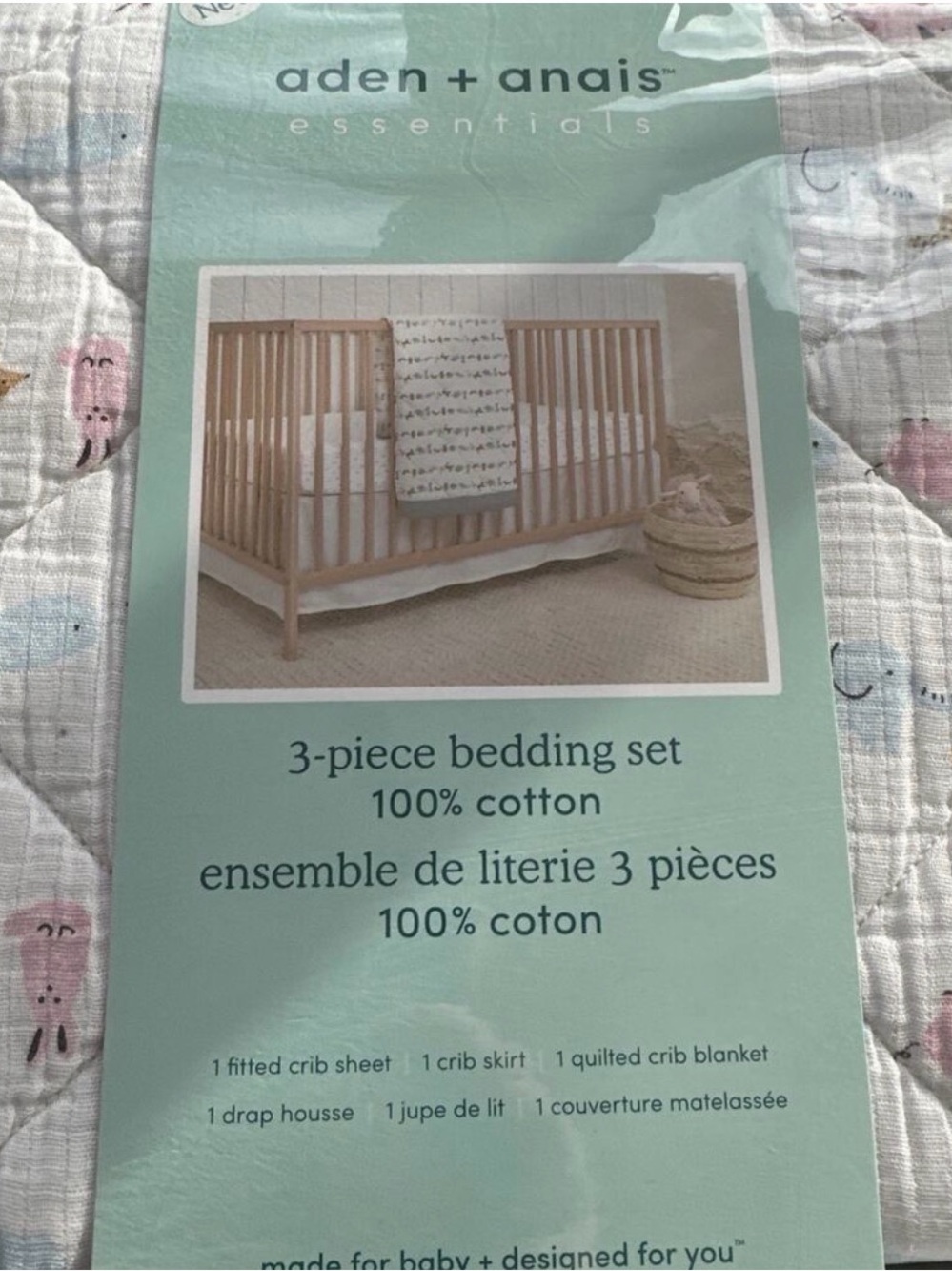 aden + anais Essentials 3-Piece Crib Bedding‎ Set, Alphabet Animals